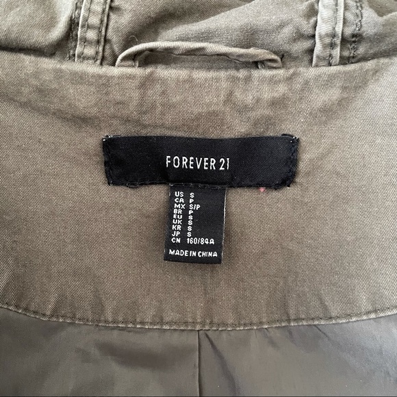 Forever 21 Army Green Hooded Utility Jacket - Picture 7 of 8